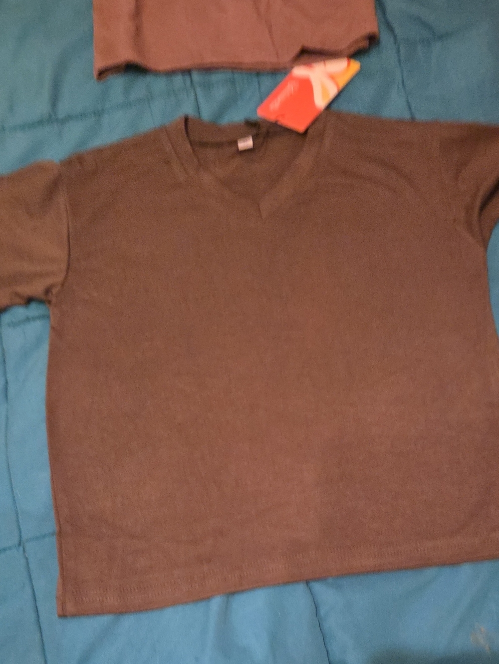 Elan Boys V-Neck Short Sleeve With Tags in Chocolate Brown